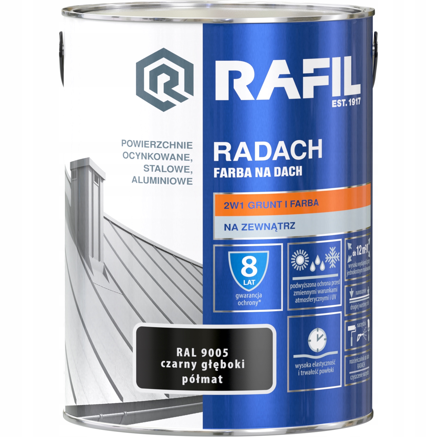 Rafil Radach Farba Na Dach 5L czarny 9005
