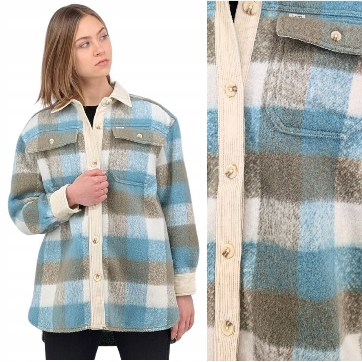 Lee Utility Overshirt volná dámská katana košile s příměsí vlny S