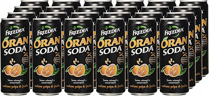 Levně Oransoda plechovka 330 ml 20% šťávy limonáda svařák italská soda bez kauce
