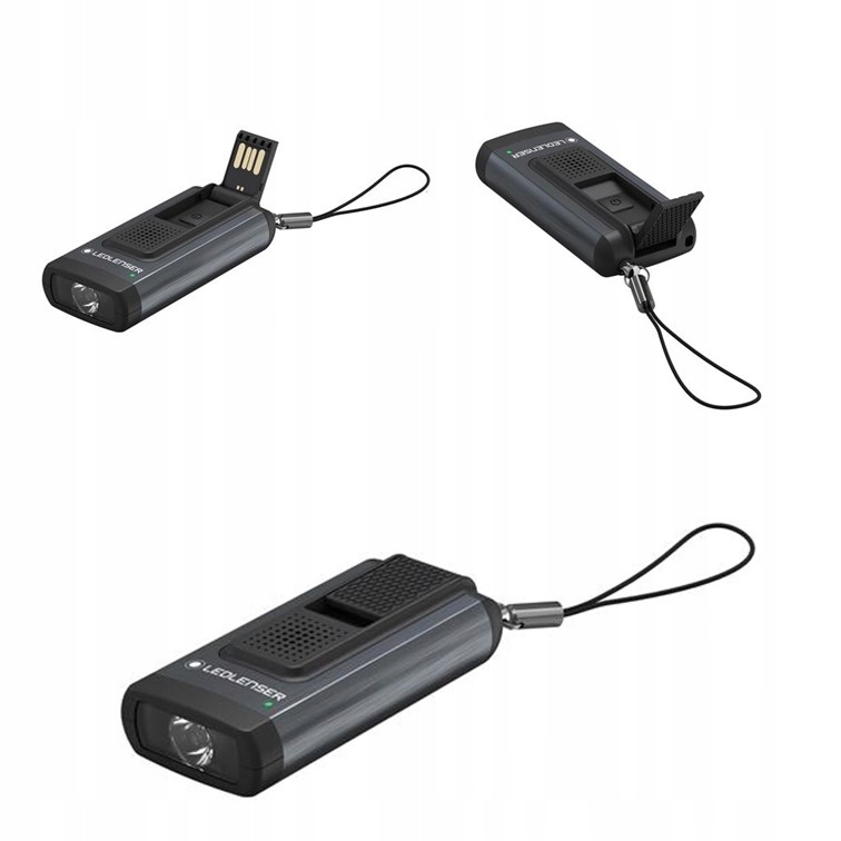 Latarka Ledlenser K6R Safety 400 lm szara z alarmem ładowaniem Usb-a brelok