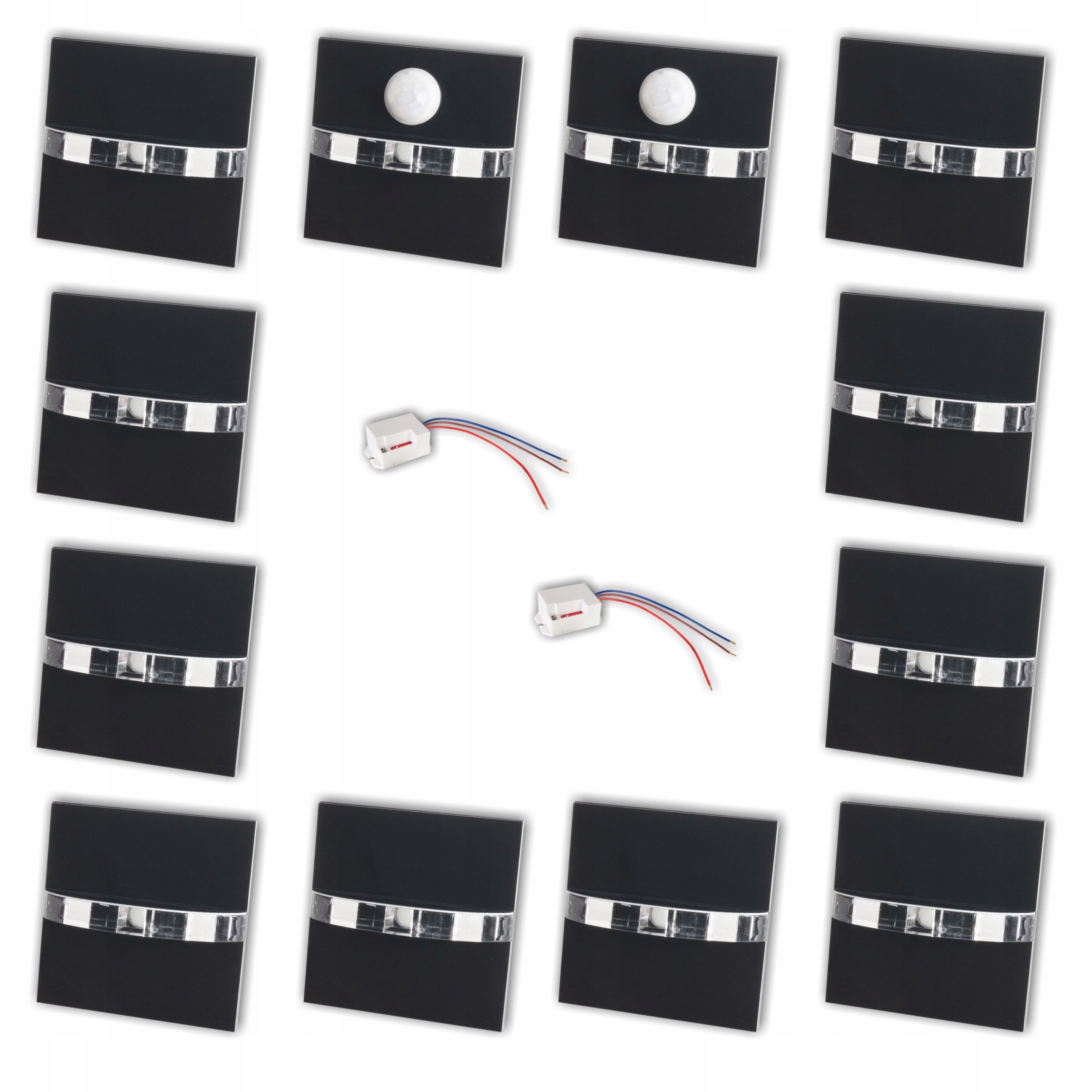 

Zestaw 10x Oprawa Schodowa Q8 Czarna 2x Czujnik