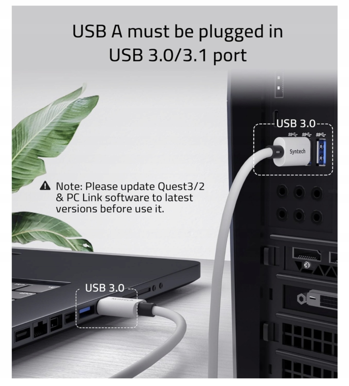 KABEL SYNTECH 5M USB-A USB-C KOMPATYBILNY Z META QUEST 2 / 3 / PRO / PICO 4 Marka Syntech