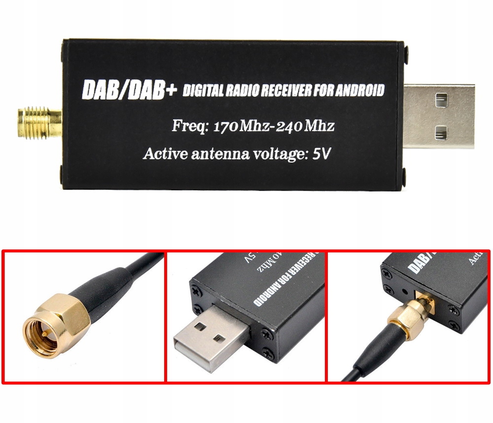 TUNER DAB ADAPTER DO RADIA Z SYSTEMEM ANDROID USB Model DAB +Android