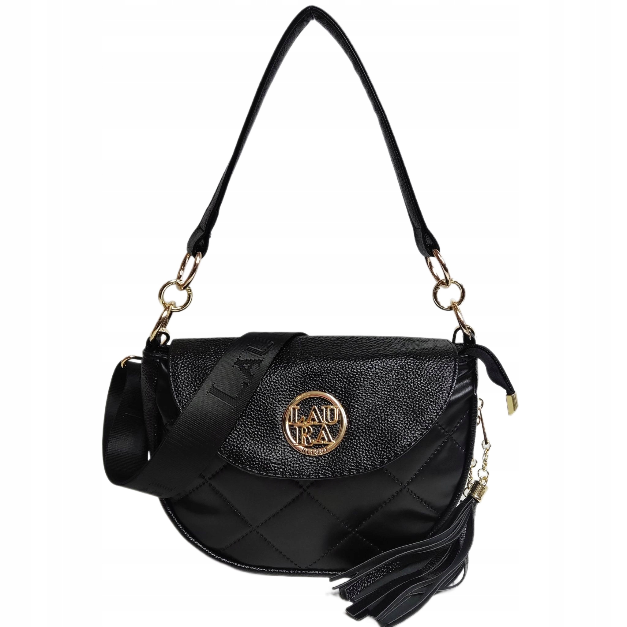 Torebka listonoszka Laura Biaggi czarna pikowana