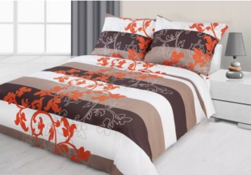 Pościel 140 x 200 satyna bawełniana orn brąz