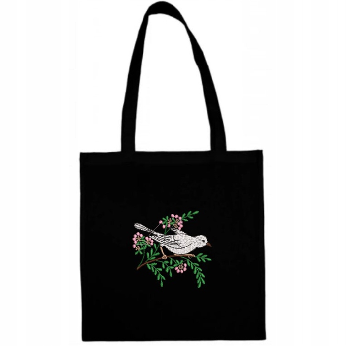 

Torba Eko bawełniana Haft ptak na gałązce drzewa