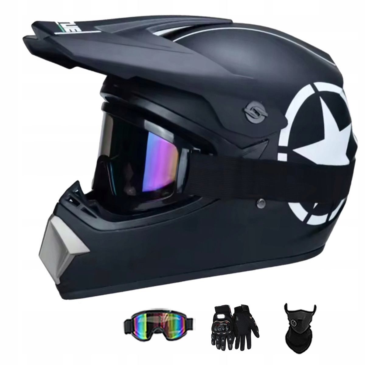 Motocyklová Přilba Lehká Enduro Quada Brýle Rukavice Maska XL