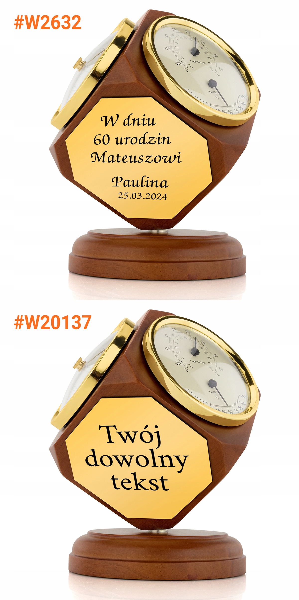 STACJA POGODY barometr prezent EMERYTURA GRAWER Kolor brązowy