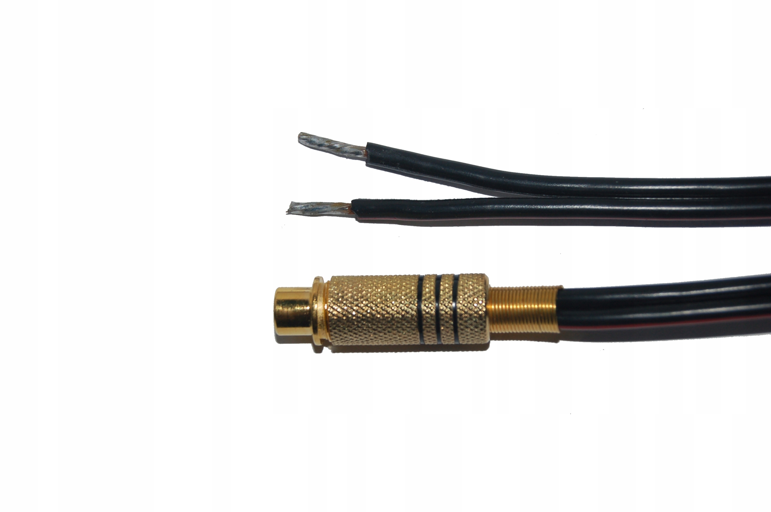 Kabel głośnikowy gniazdo Rca 0, grubość p. 2x2,5mm, czarny Cu, 1m