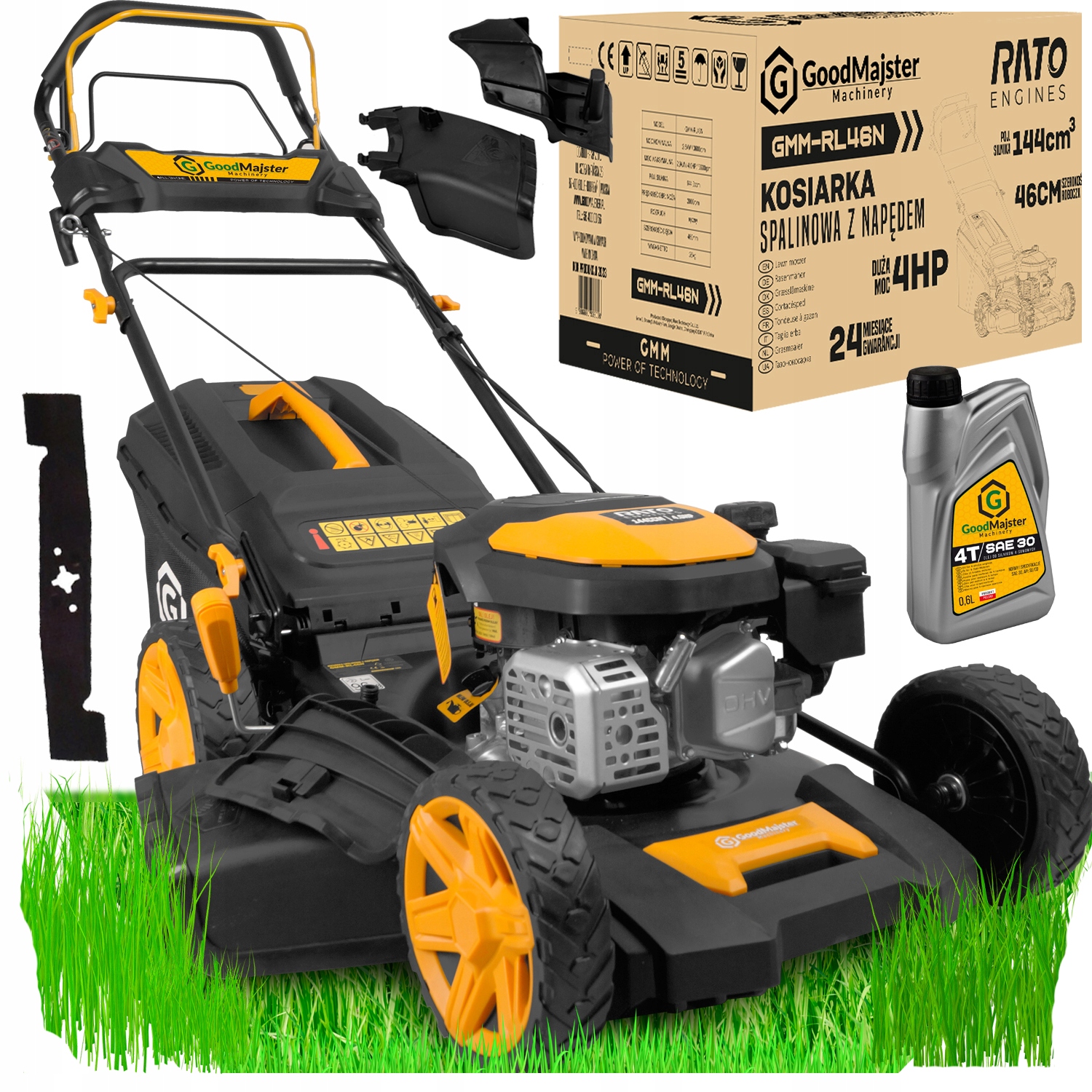Газонокосилка GoodMajster 46 см 7HP 144CCM привод зверь сильный 4в1 масло
