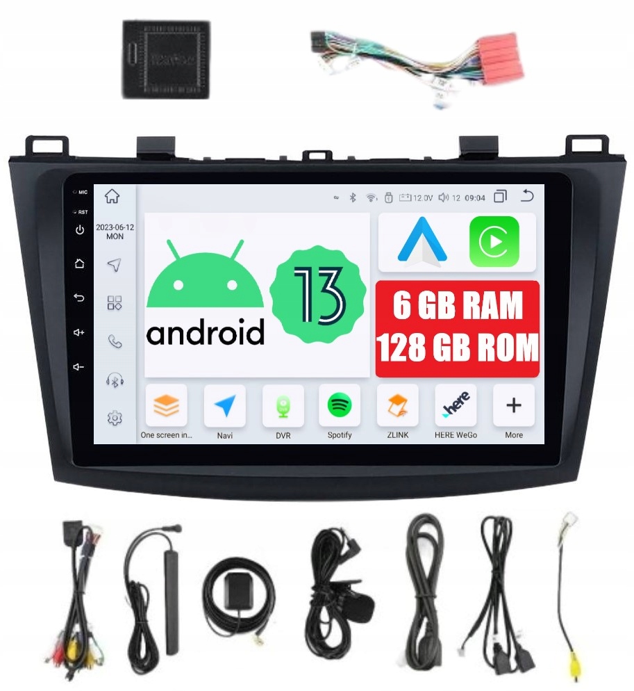Rádio 2DIN Navigace Android Mazda 3 II 2 Carplay 6/128 Gb Dsp Lte