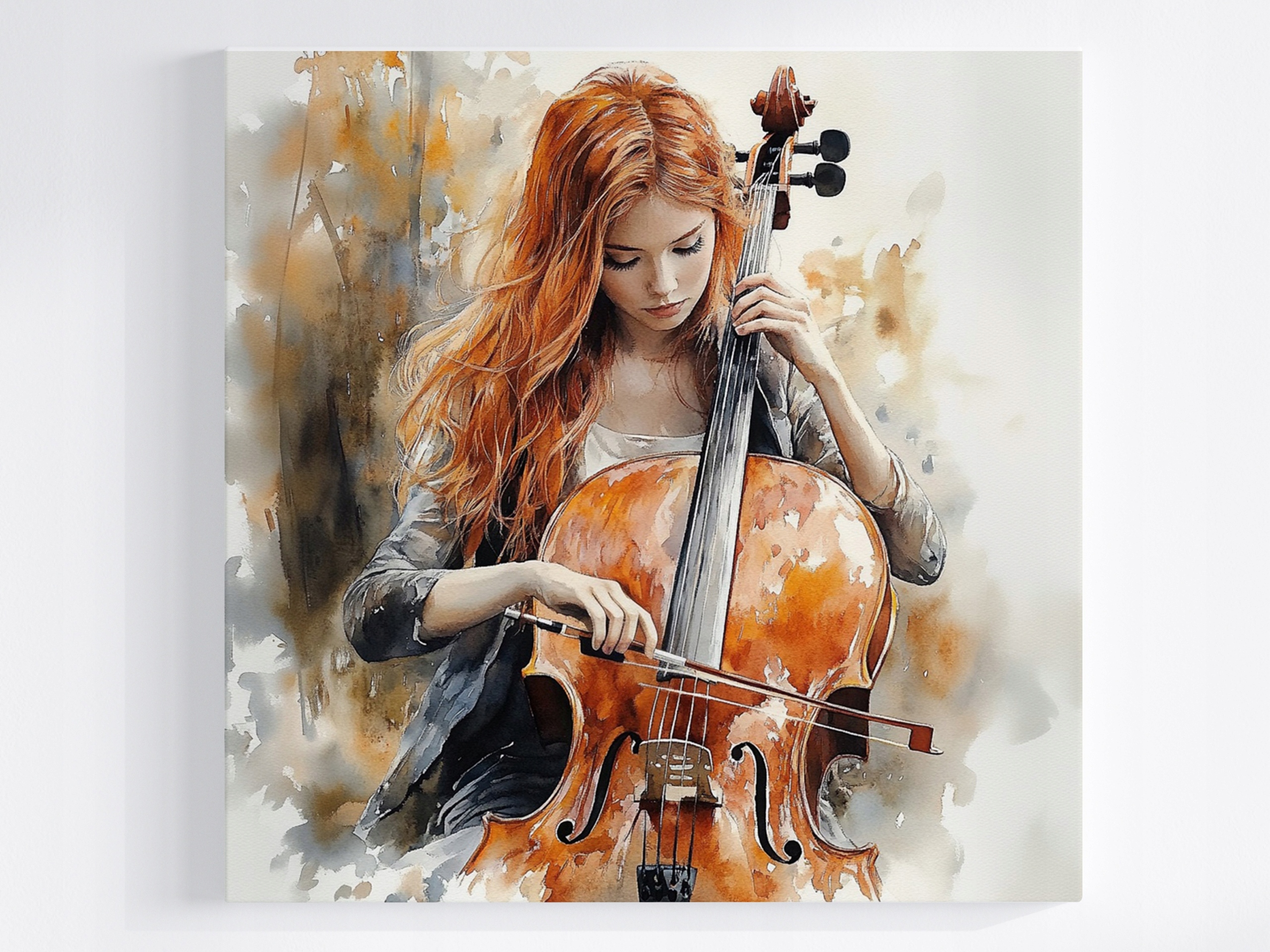 Obraz Na Plátně Canvas Rudá Žena Dívka Violoncella Hudba 80x80