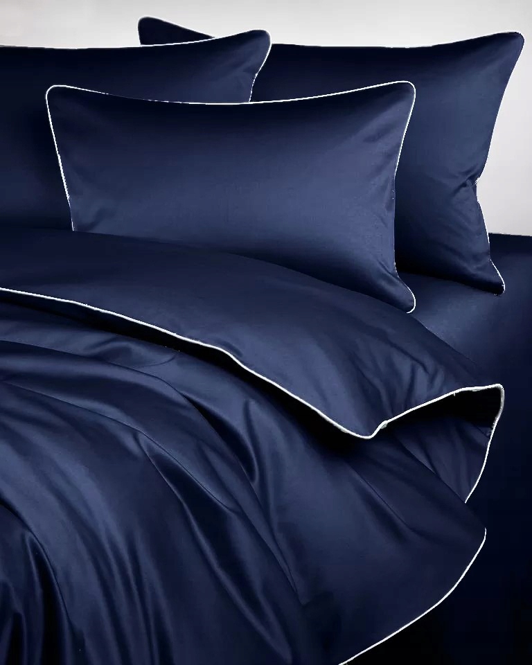 Posteľná Bielizeň Maro Home navy blue s bielou lemovkou 180x200