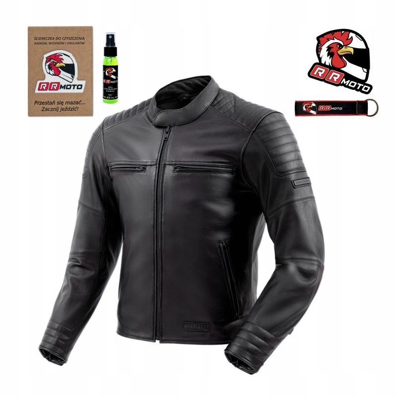 Kožená motocyklová bunda Rebelhorn Hunter II Black čierna Darčeky