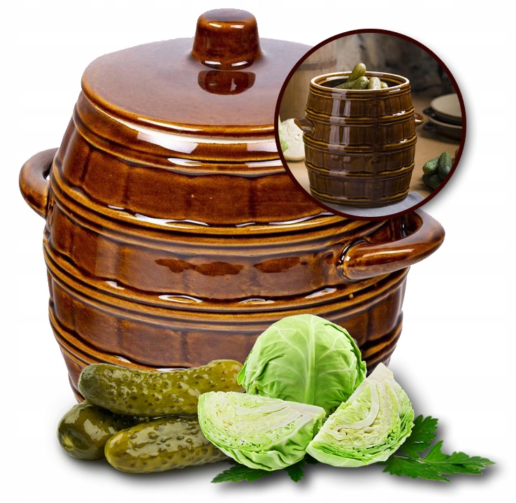 Hrnec Sud Kamenina Poklice K Nakládání Okurek Zelí Keramika 2,5 L