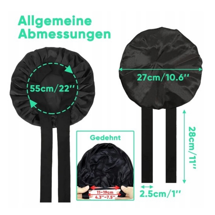 Jedwab Morwowy Śpiąca Czapka Kobiety Satyna Czapka Nocna Kolor dominujący czarny