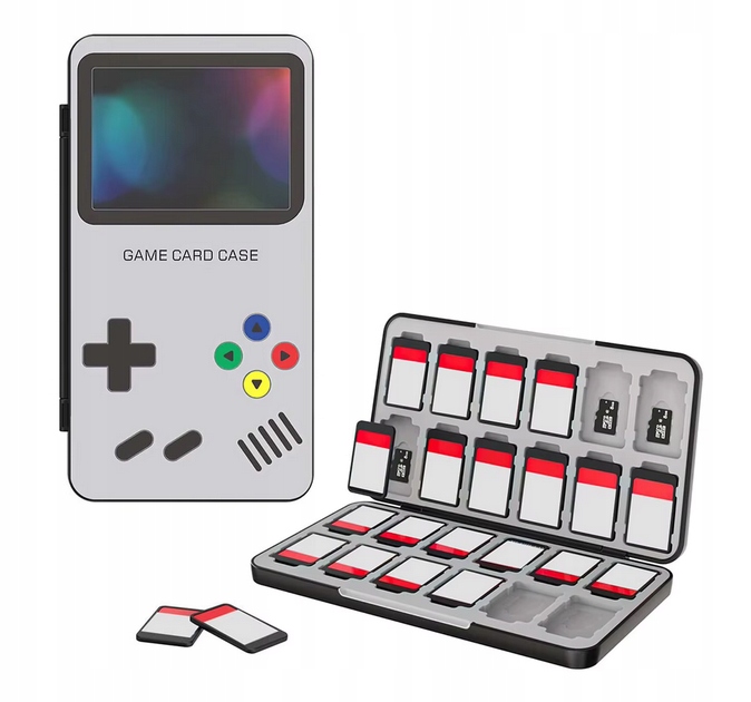 Etui Pudełko na 24 gry kartridże do Nintendo Switch 2 Motyw Game Boy Color