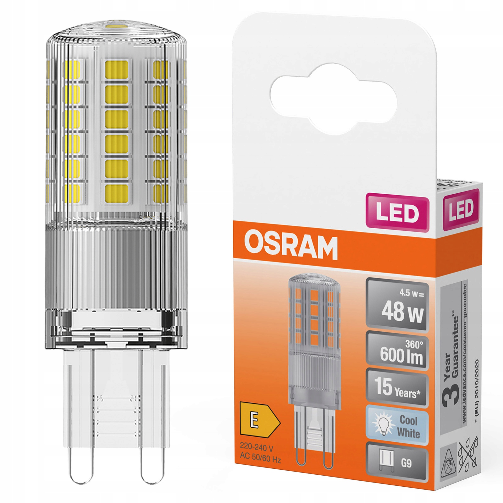 Żarówka LED G9 KAPSUŁKA 4,5W = 50W 4000K OSRAM WYDAJNA NIE MRUGA OSZCZĘDNA