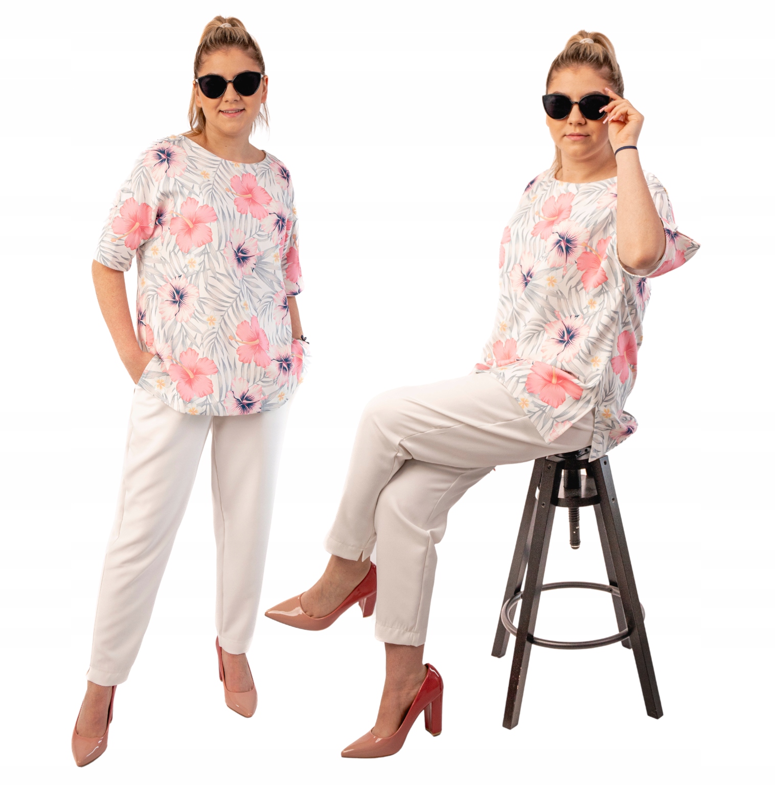 ELEGANCKI SZYKOWNY KOMPLET DAMSKI SPODNIE + BLUZKA KOLORY PLUS SIZE 52 Marka inna