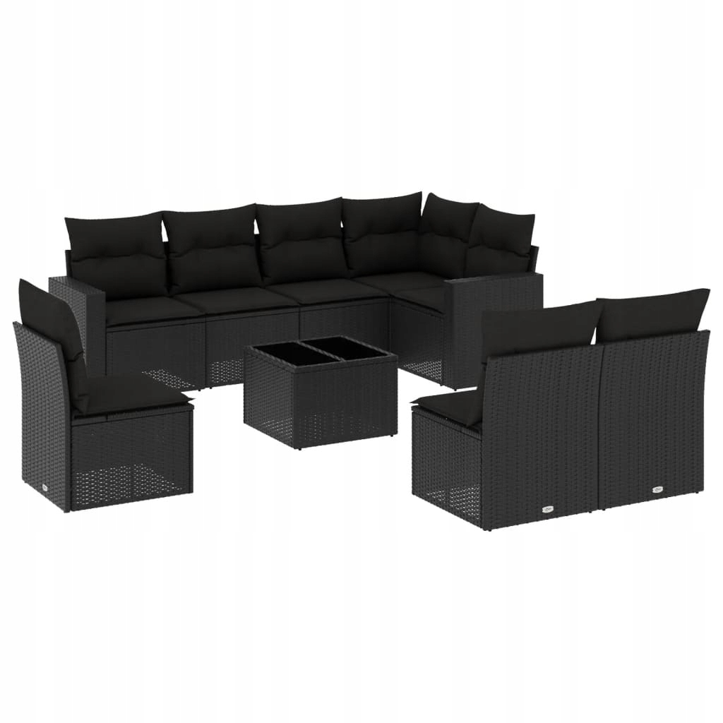 Set zahradního nábytku plast vidaXL černý 9 el.