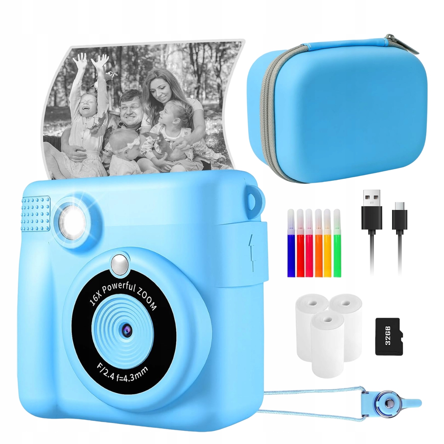 Instantní Digitální Fotoaparát Pro Děti S Tiskárnou 32GB Karta 3 Role