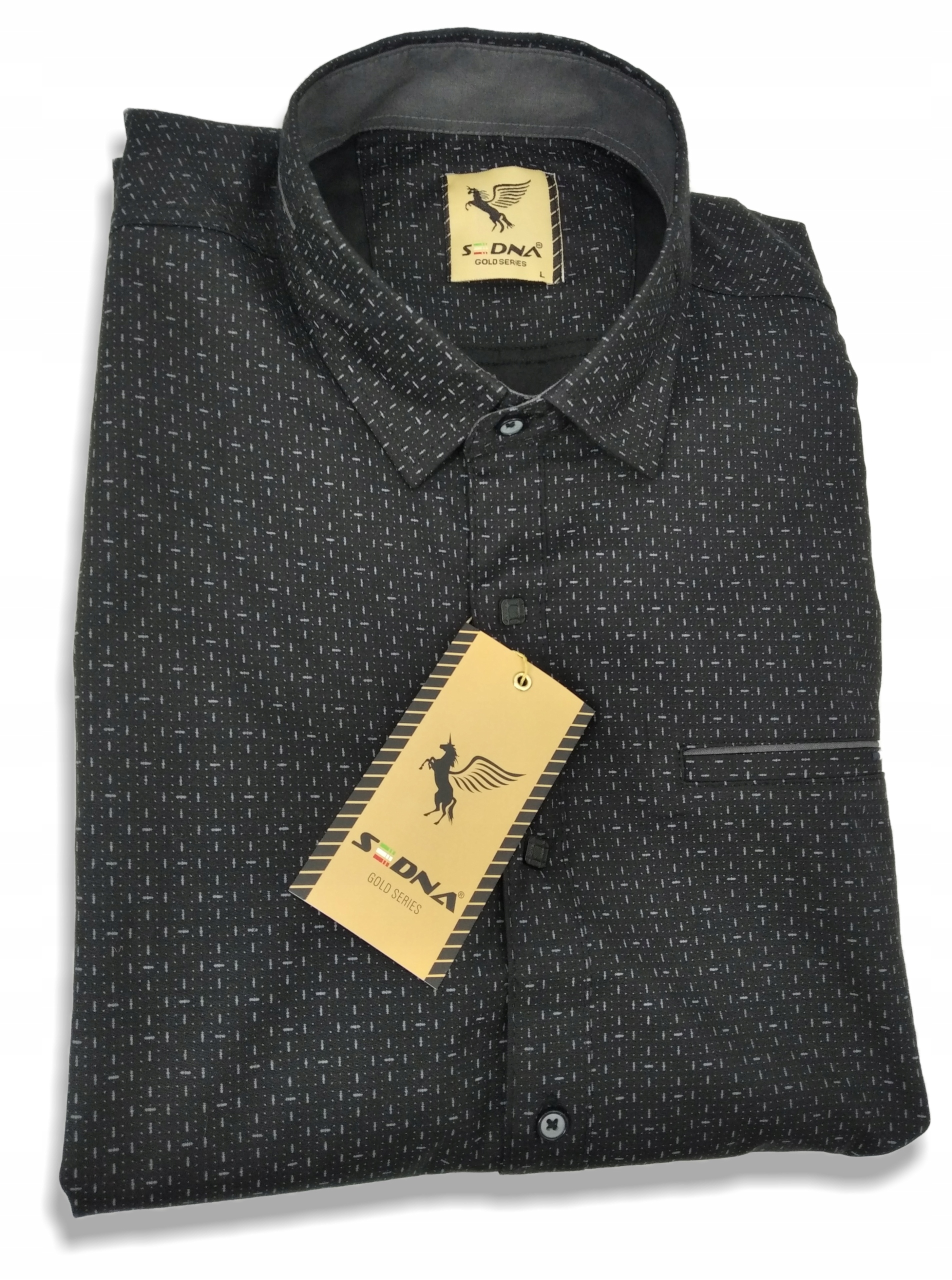 KOSZULA MĘSKA CZARNA KRÓTKI RĘKAW SDN 854 XXL 2XL 45/46 Model Elegancka