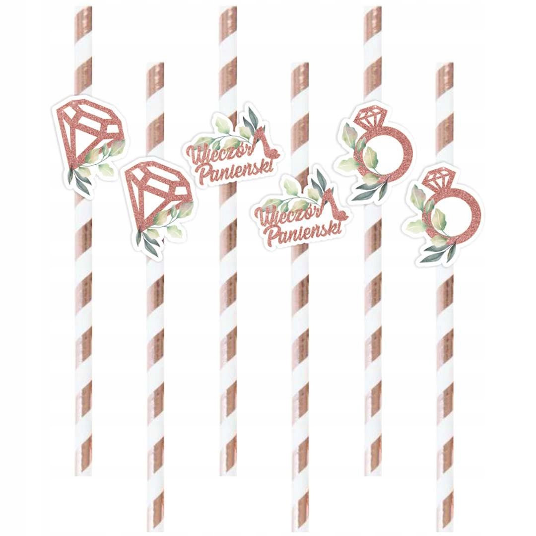 SŁOMKI w paski WIECZÓR panieński IMPREZA rosegold
