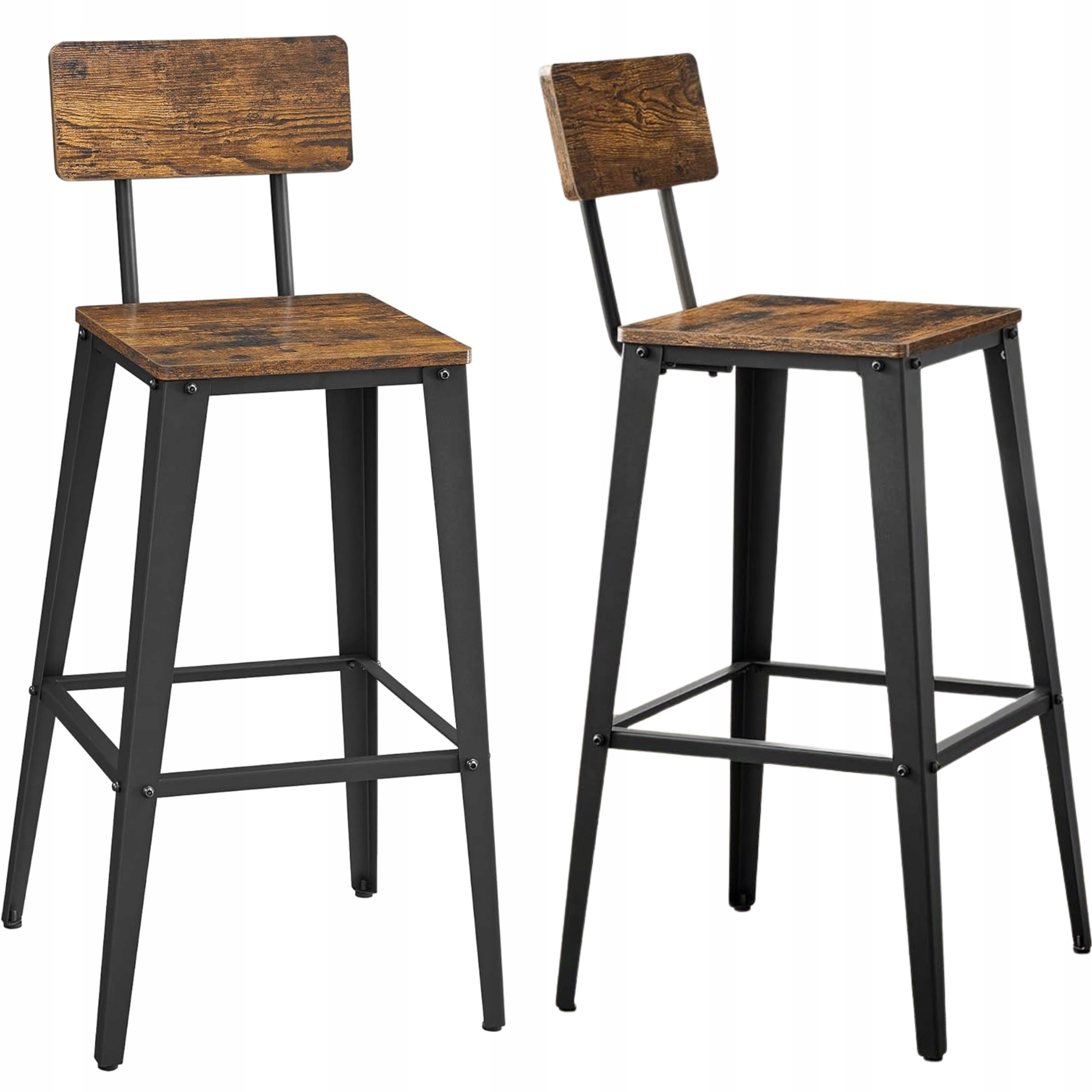 Stoličky Barové stoličky Loft Bronz Čierne 2 kusy s opierkou na sedadlo Hoker