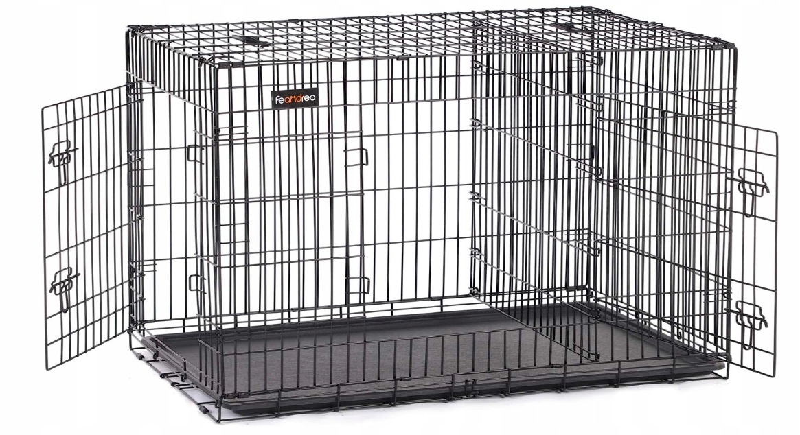 Składana klatka dla dużego psa kojec Boks 2 drzwi 122x74,5x80,5 cm czarna