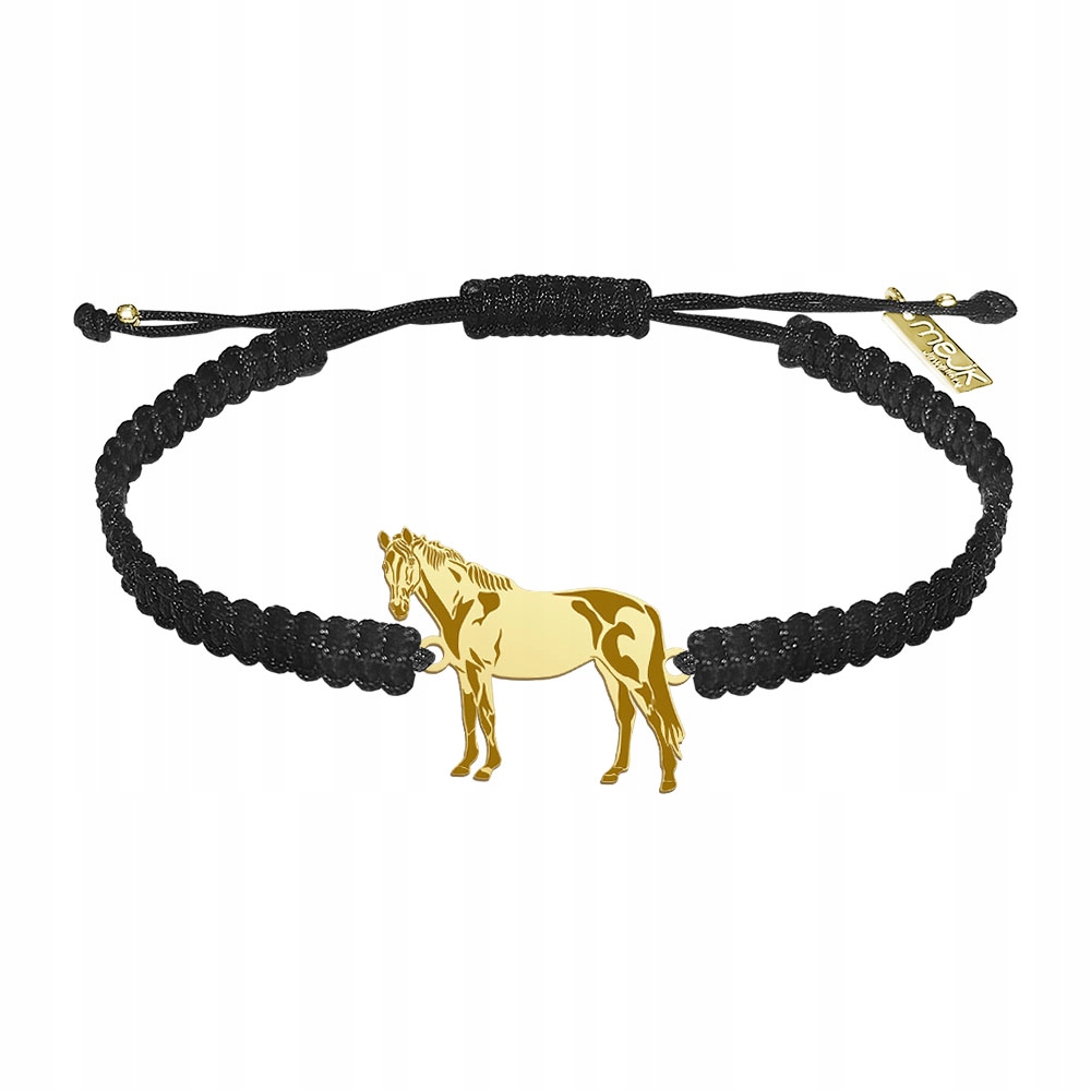 Zlatý náramek s Trakenským koněm 925 Makramé Šperky Dárek Gravírování