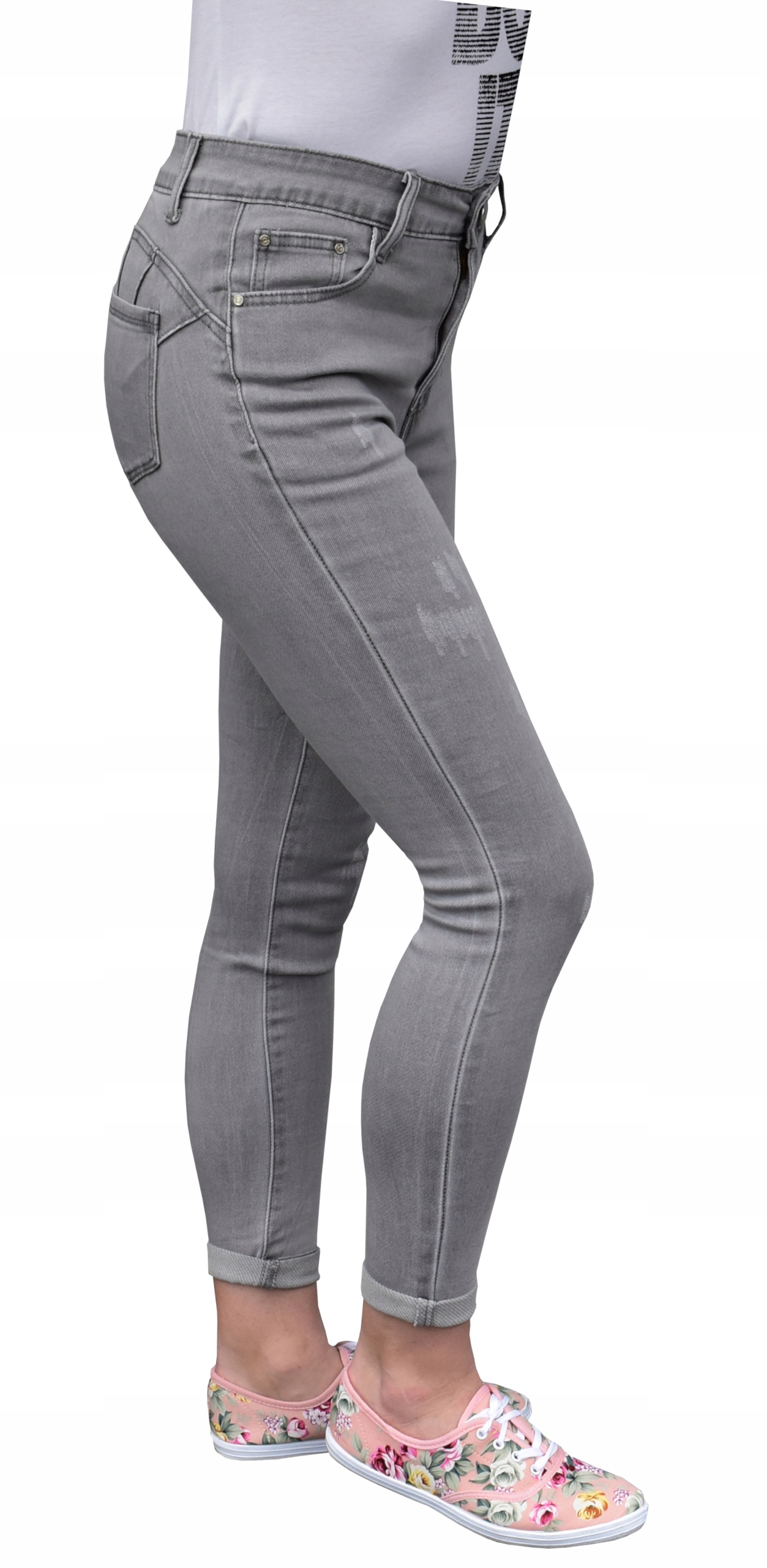 40,Jeansy damskie 7/8, wysoki stan,Push-Up,D3501 Rozmiar 40