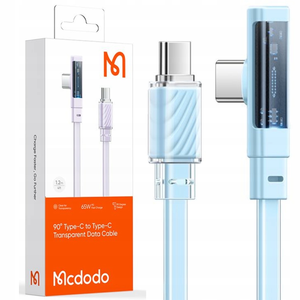 Mcdodo Kabel Usb-c Kątowy 3A 65W Szybkie Ładowanie 2m Niebieski