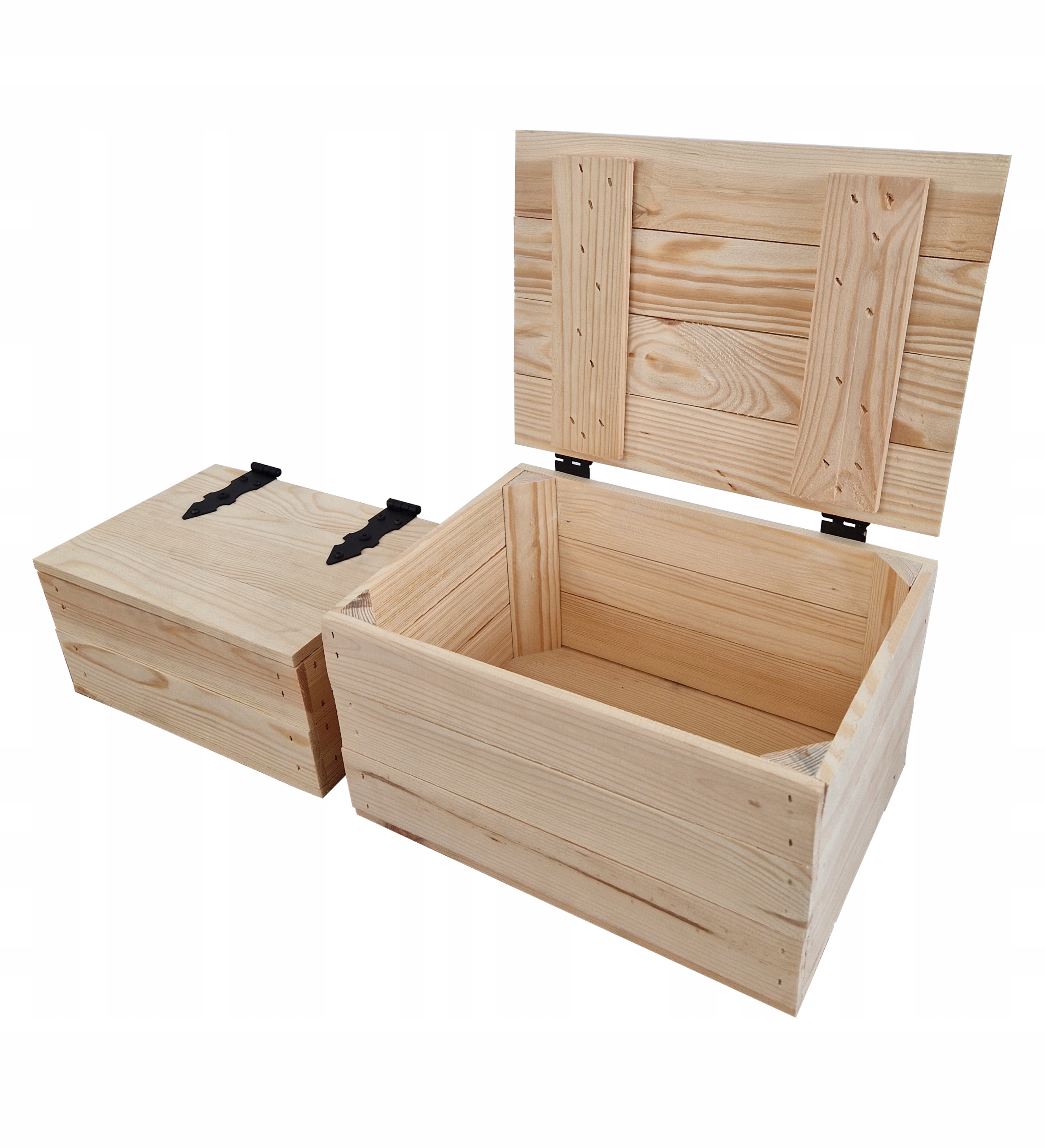 Dřevěné Krabice S Víkem, Krabice S Klopou, Úložné Kufry