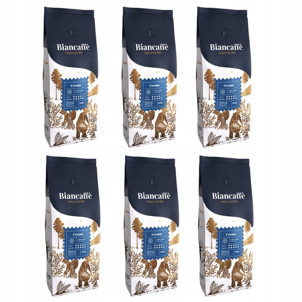 Levně Biancaffe Crema Káva 1kg x 6 Italská sada káva 6kg
