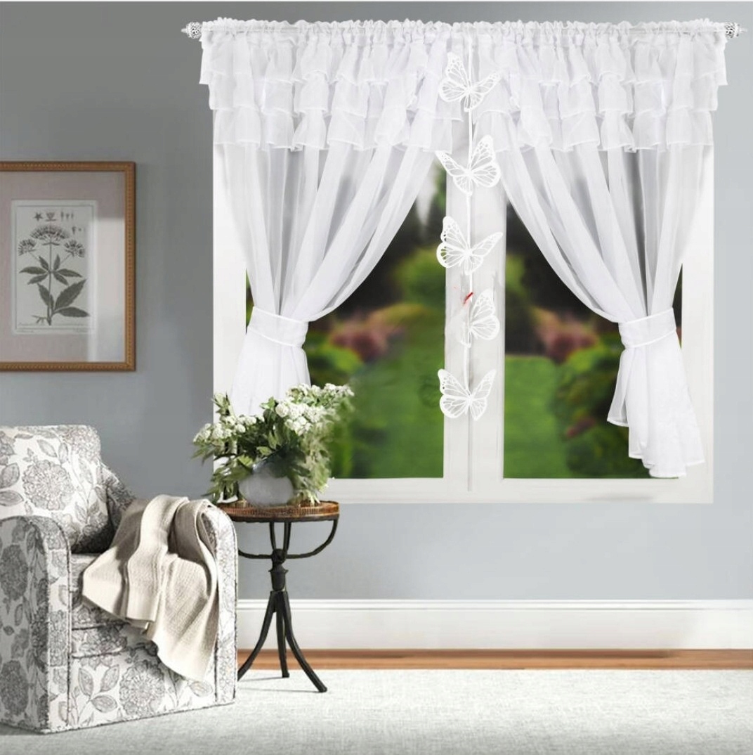 

Firanka z zawieszką motylki. 400x150 cm