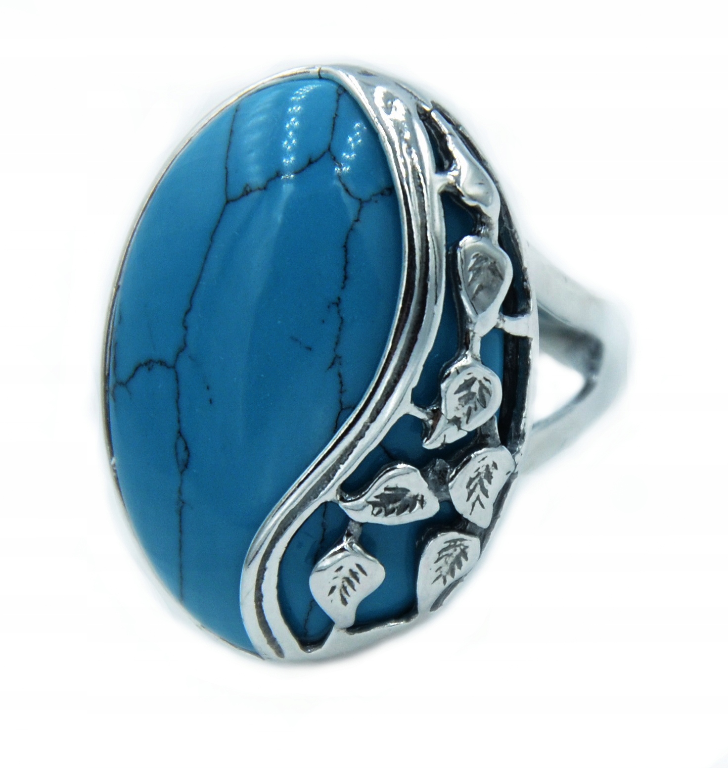 

Pierścionek Srebrny Z Turkusem Listki Rozmiar 20