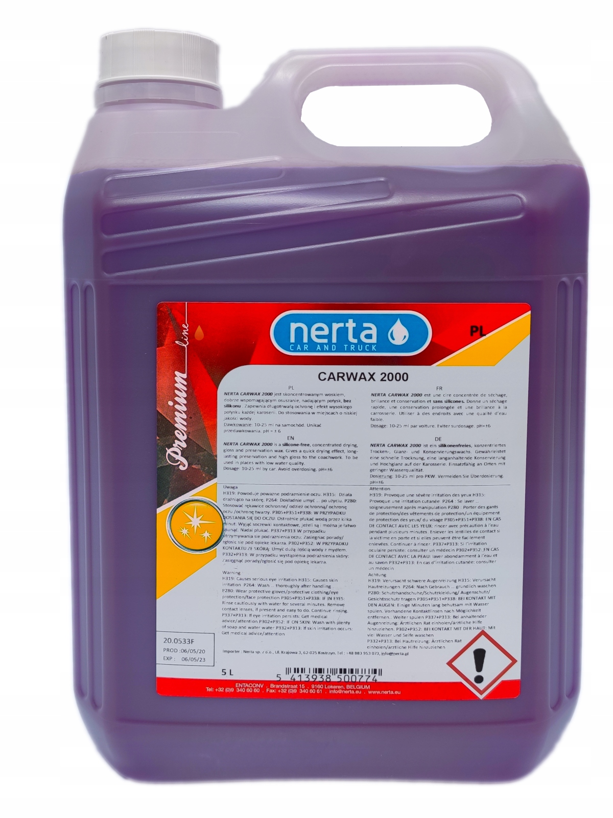 NERTA WOSK DO AUT SAMOCHODOW 5L NABLYSZCZAJACY