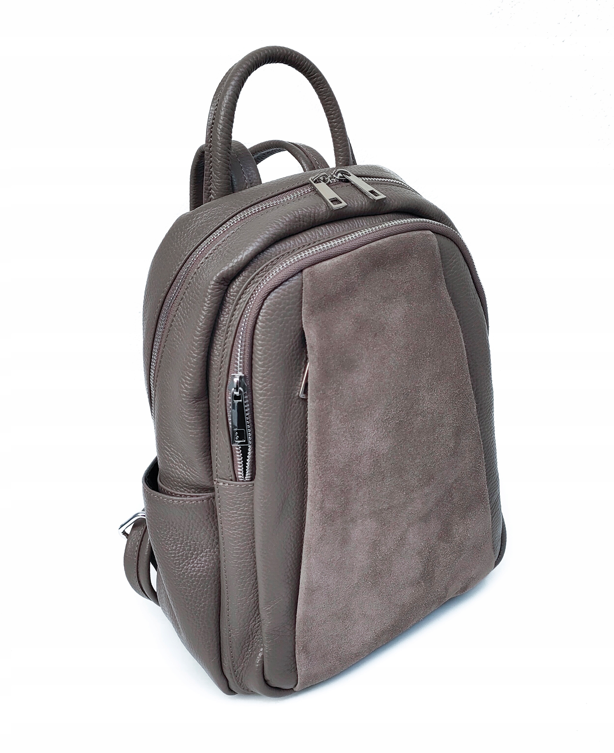 Béžový Batoh Fango z pravé kůže a semiše Vera Pelle