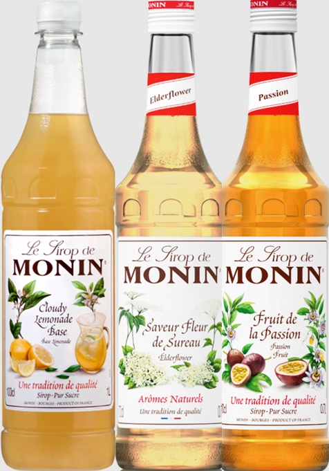 Zestaw letni do lemoniad i drinków Monin Cloudy, Kwiat bzu, Marakuja