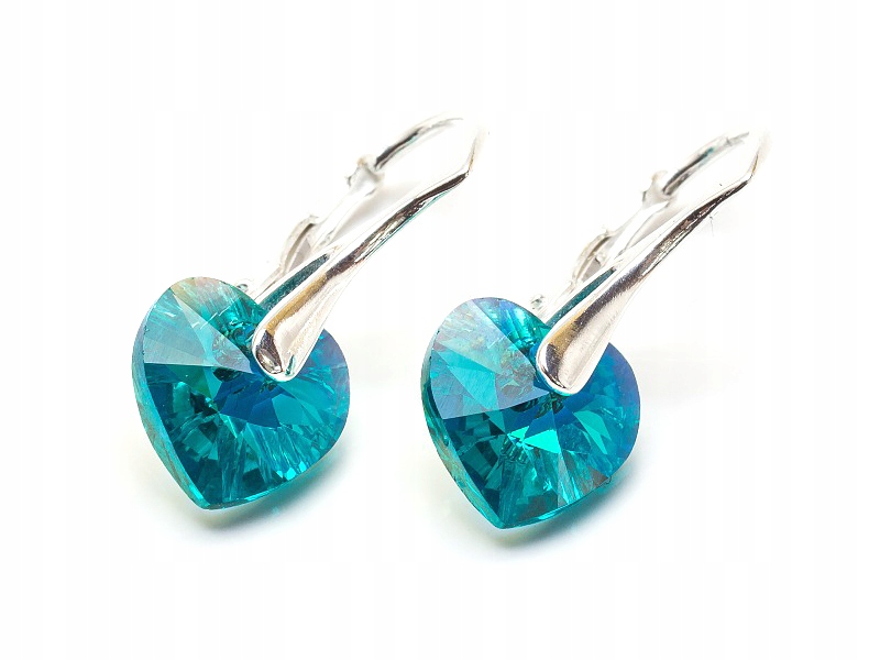 

Srebrne Kolczyki 925 z kr. Swarovski Serca 10 Bzab