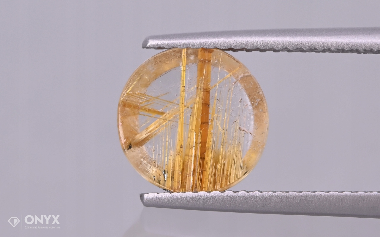 Křemen s rutilem dlaždice kulatá fi 9,5 mm