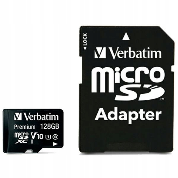 Verbatim Karta microSDXC 128GB V10+ adapter czarny/black 44085