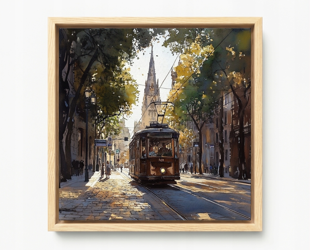 Obraz Rám American Box Město Ulice Jaro Tramvaj Doprava Cestování 40x40