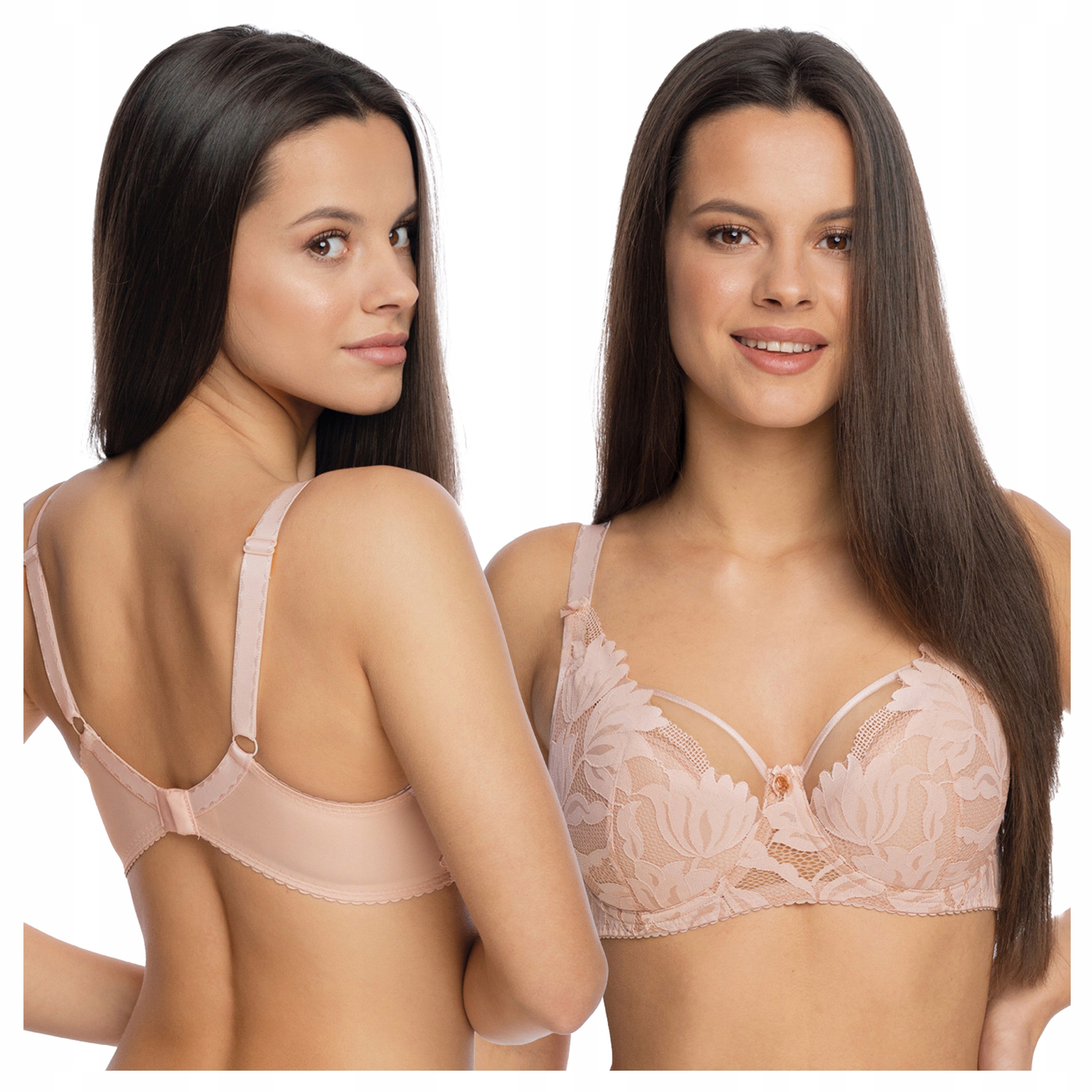 okouzlující krajková polovyztužená podprsenka Keto 1134 65F světle růžová