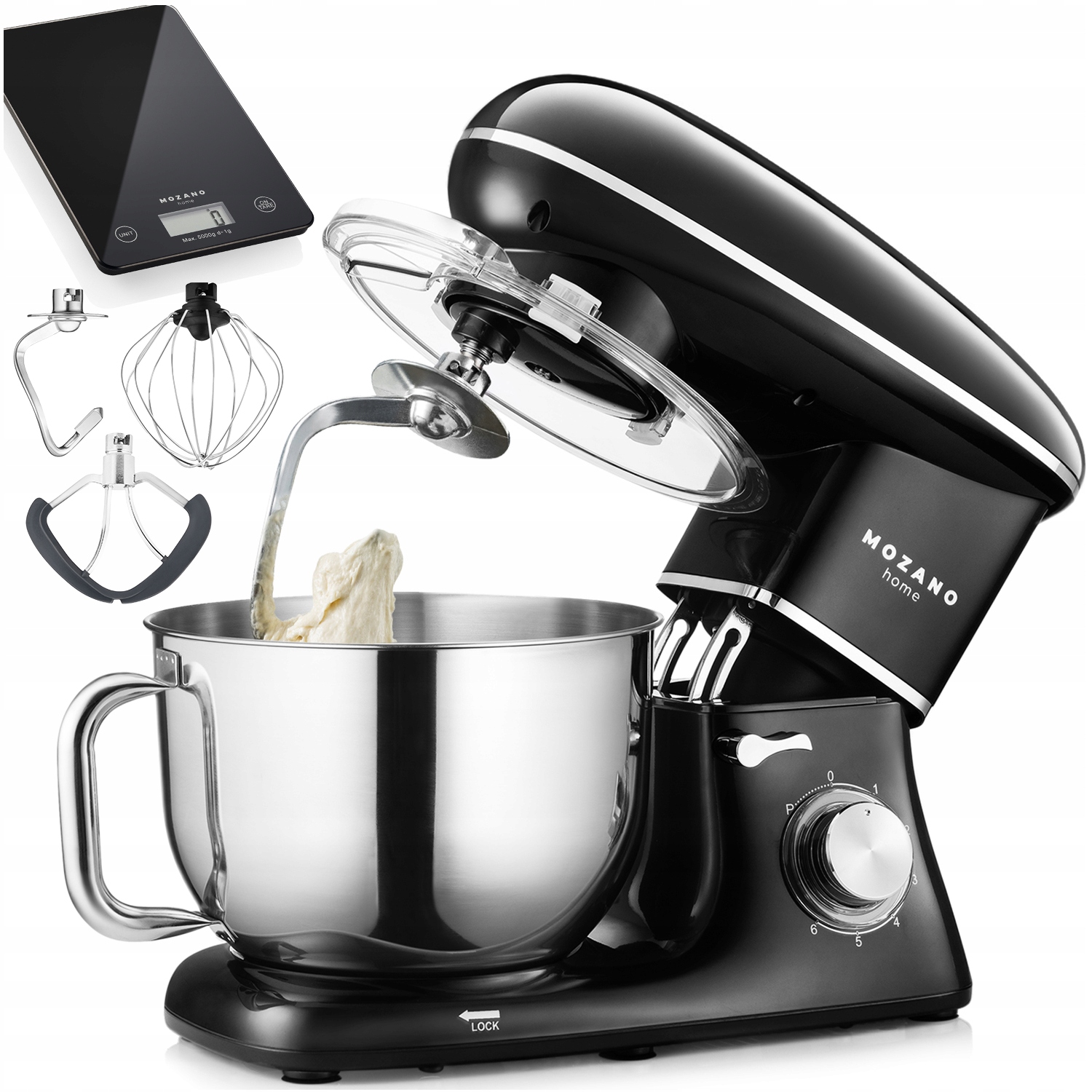 Robot Planetarny Mikser Kuchenny 6,2L Duży Zestaw Waga Mozano Mocny