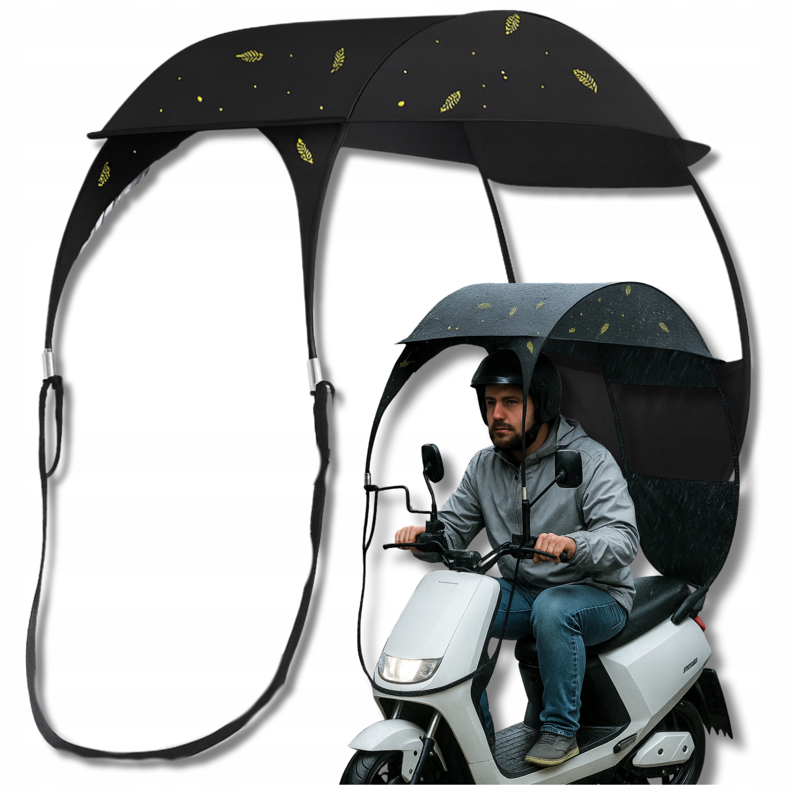 Kryt na motocykl Motor Silný černý dešťový skútr Univerzální