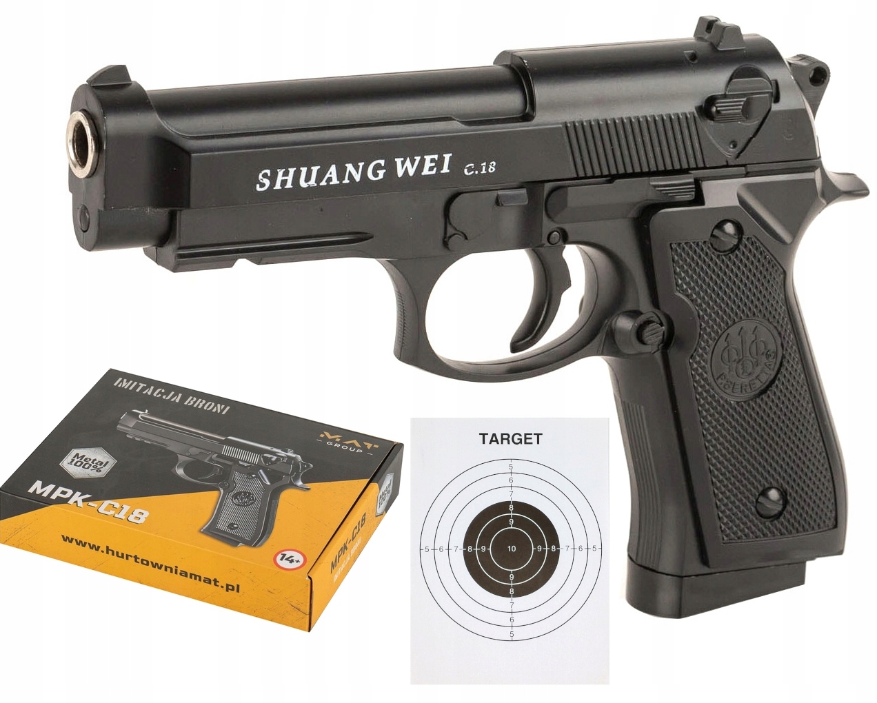 

Pistolet Metalowy Dla Dzieci Na Kulki Beretta C18