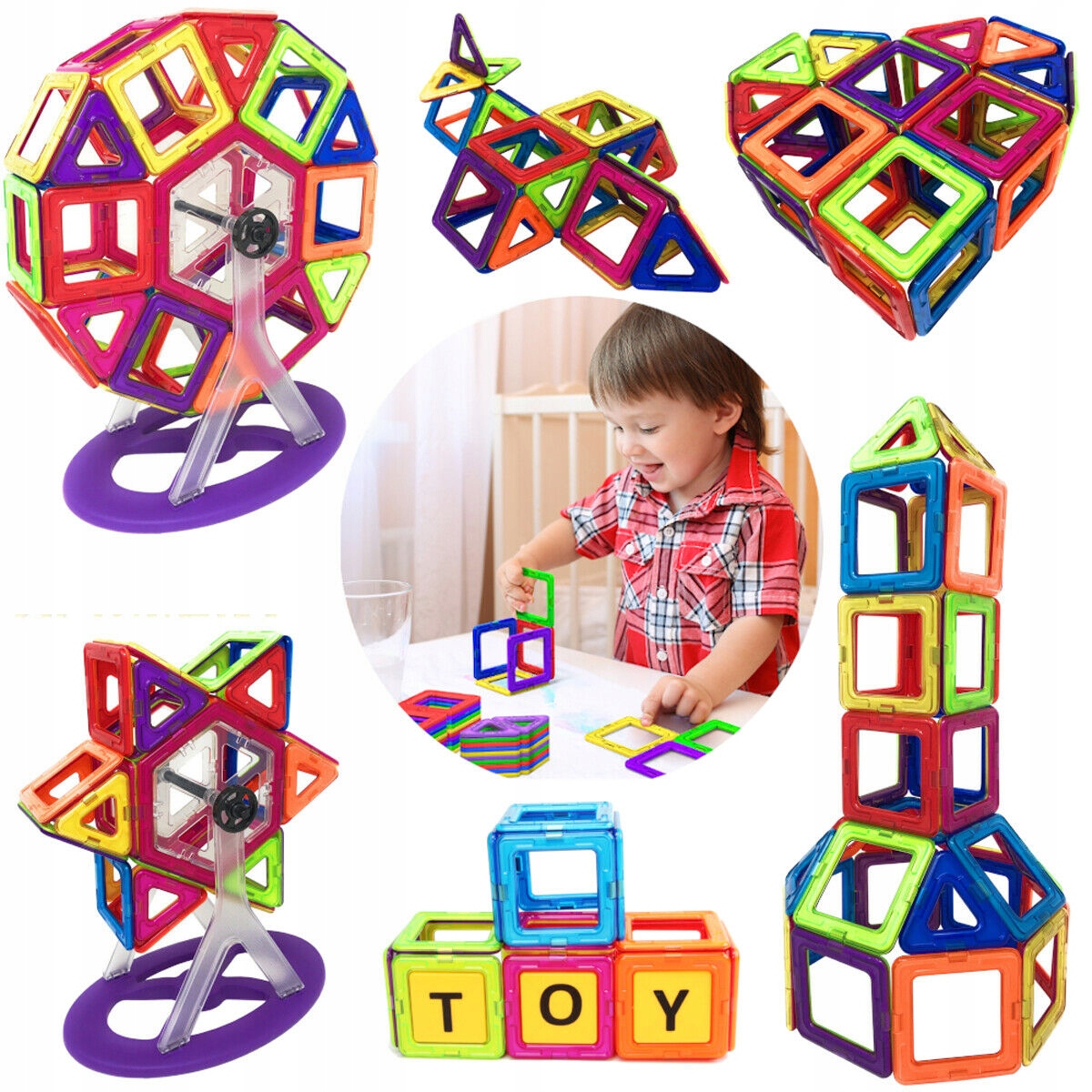 KLOCKI MAGNETYCZNE MAGICAL MAGNET ZESTAW 105 SZTUK Wiek dziecka 3 m +