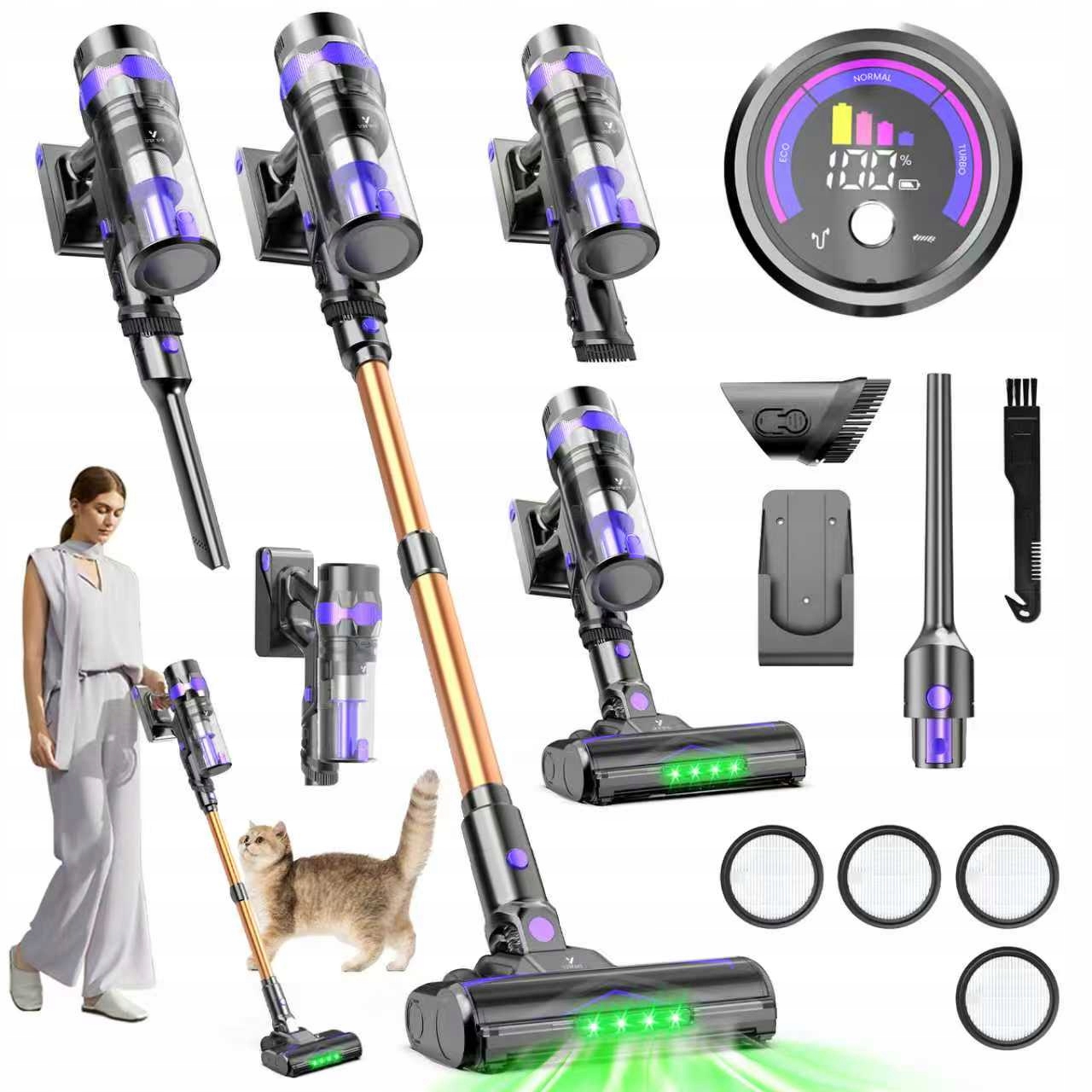 Bezdrôtový vysávač V2, 500 W 70 kPa, 60 minút, umývateľný Hepa filter