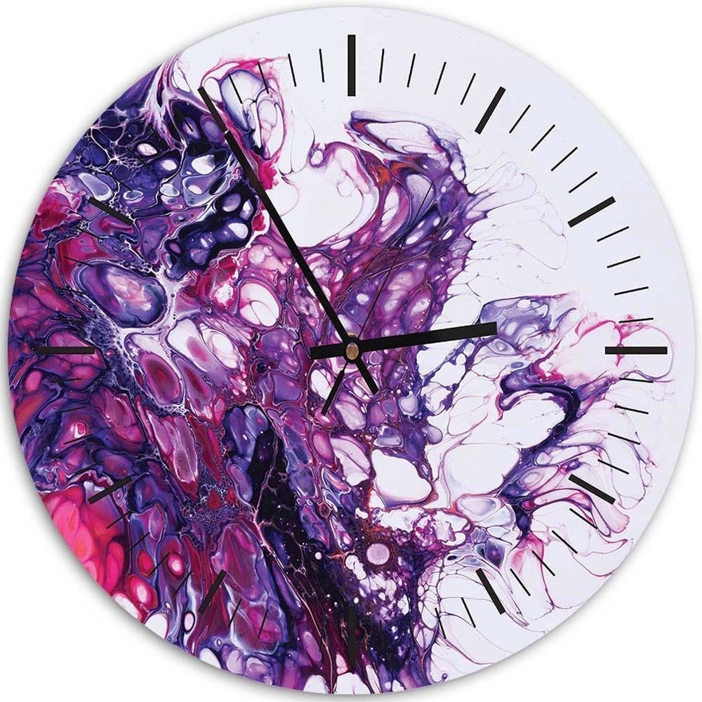 Nástěnné hodiny Kulatý Fotoobraz 80 cm Purpurový mramor
